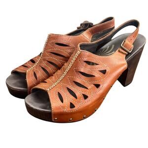 Dansko Mules Clogs 42 (11.5-12 US) Rowena Tan Leather Sling-back